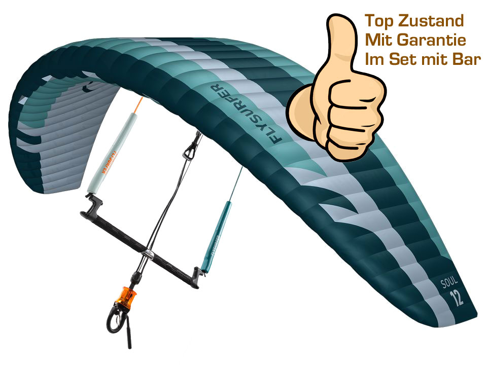 Flysurfer SOUL2 mit Bar in 12 qm (m²) used / Soul² Kite mit Bar gebraucht / Leichtwind Foil Kite
